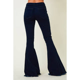 SIP6127B DK DENIM FLARED BELL BOTTOMS WITH RIPPED KNEES