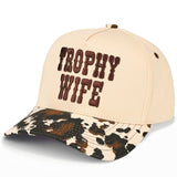 C.C TROPHY WIFE Embroidered Letter Cow Print Trucker Hat