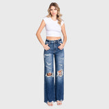 MD HIGH RISE RIGID VINTAGE FLARE W/ PATCH WORK JEANS