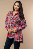 T10561 Long Sleeve Plaid Knit Shacket