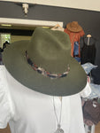 olive feather brim hat
