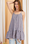 PLAID COTTON GAUZE CAMI WOVEN TUNIC