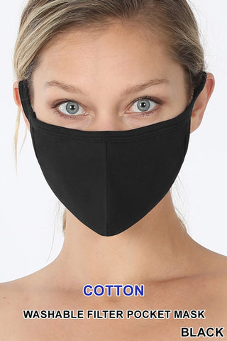 Washable Cotton Mask with Filter Pocket