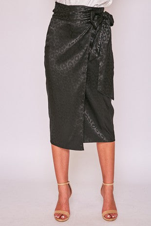 Black Leopard Wrap Skirt