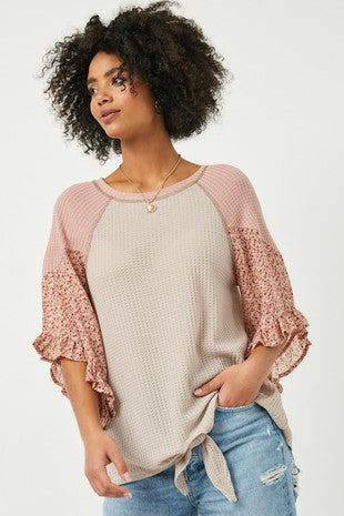 Waffle Knit Floral Top