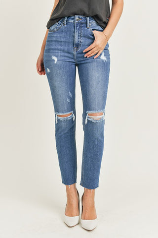 Risen High Rise Distressed Skinny Jeans