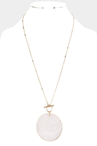Mother of Pearl Round Pendant Toggle Necklace