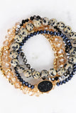 Natural Dalmatian Stone and Crystal Bracelet Set