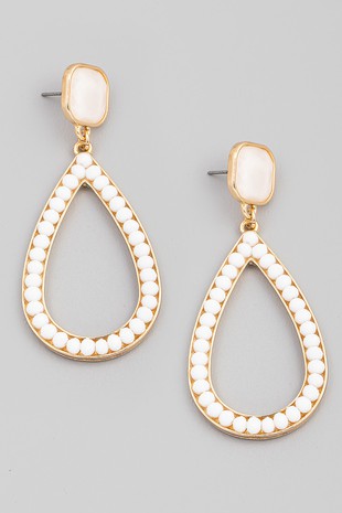 Ivory Oval Stone Earrings