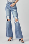 HIGH-RISE DISTRESSED WIDE LEG DAD JEANS