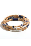Natural Stone & Wood Beaded Stretch Wrap Bracelet