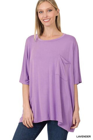 LUXE RAYON OVERSIZED FRONT POCKET TOP