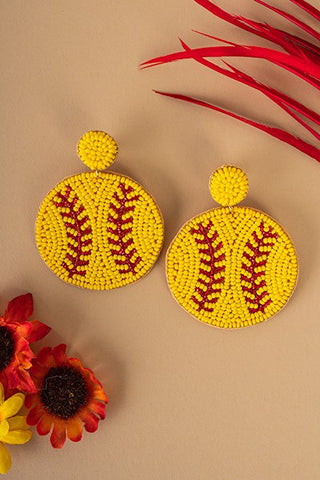 Beaded Softball Earrings
