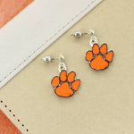 Orange Paw Print Enamel Earring