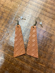 Brown Leather Rectangle Earrings