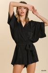 Kimono Sleeve Romper with Tie Waist