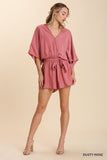 Kimono Sleeve Romper with Tie Waist