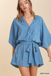 Kimono Sleeve Romper with Tie Waist