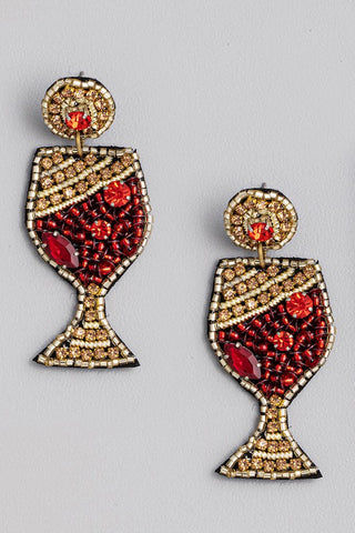 Beaded Wine Glass Earrings